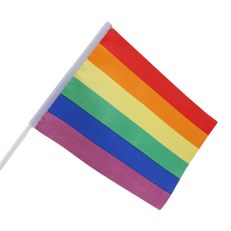 No 8 Rainbow Flag 14 21cm Hand Signal Flag Gay SixColor Flag Activity Parade Flag Spot