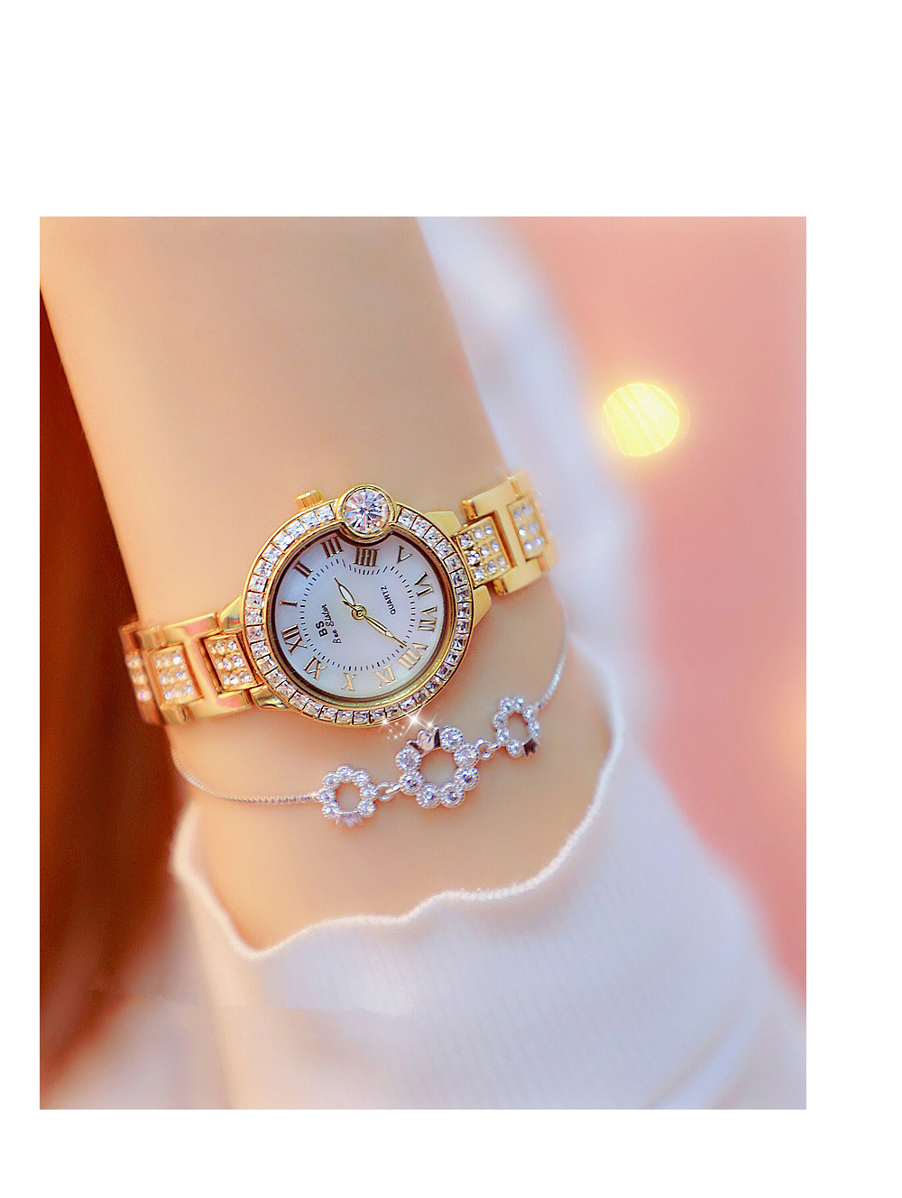 BS New Arrival Hot Sale Watch Factory Direct Sales Foreign Trade Linked List Customization Women's Watch Full of Diamonds One Piece Dropshipping Fa1503