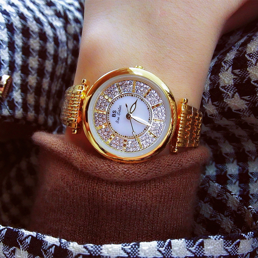 BS New Arrival Hot Sale Watch Factory Direct Sales Foreign Trade Linked List Customization Women&#039;s Watch Full of Diamonds One Piece Dropshipping Fa1547