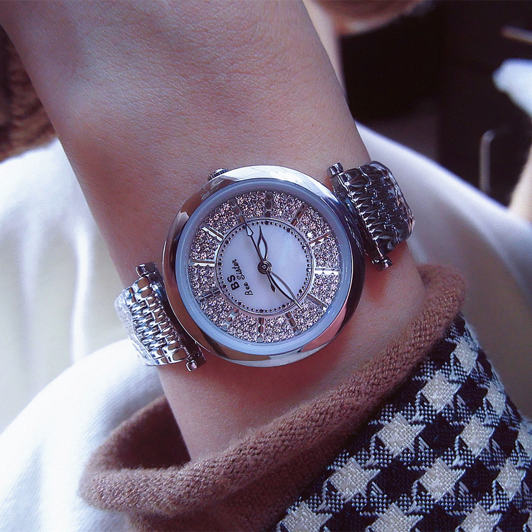 BS New Arrival Hot Sale Watch Factory Direct Sales Foreign Trade Linked List Customization Women&#039;s Watch Full of Diamonds One Piece Dropshipping Fa1547