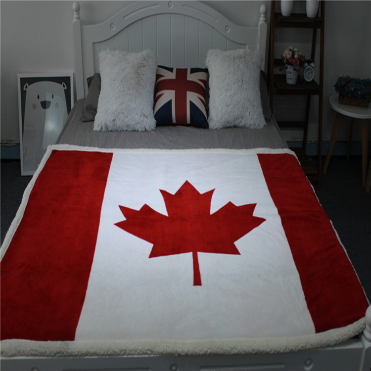 Available Foreign Trade UK Union Flag US Stars and Stripes Flag Canada Maple Leaf Flag Flannel DoubleLayer Blanket