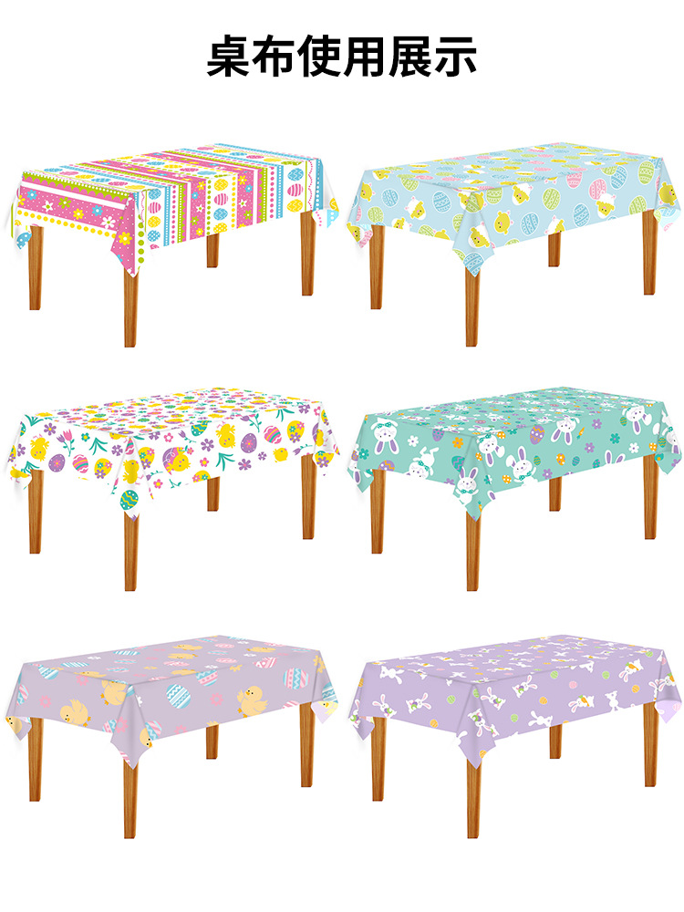 Exclusive for Cross-Border Thickened Easter Day Party Gathering Landscape Dining Table Disposable Tablecloth