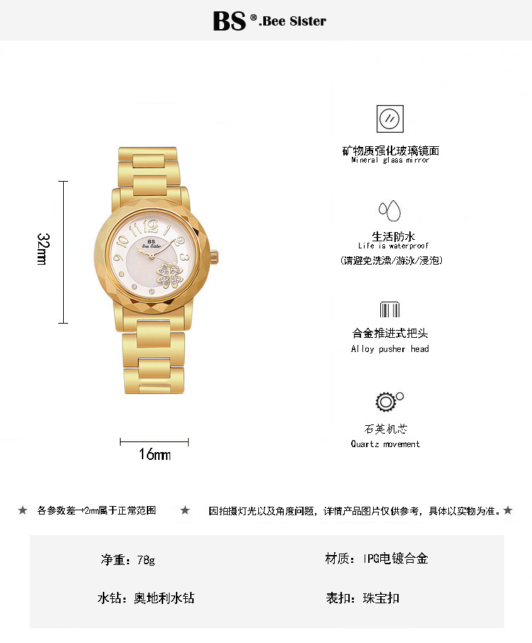 BS New Arrival Hot Sale Watch Factory Direct Sales Foreign Trade Linked List Customization Women's Watch Full of Diamonds One Piece Dropshipping Fa1481