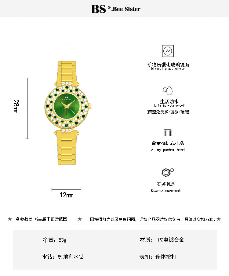 BS New Arrival Hot Sale Watch Factory Direct Sales Foreign Trade Linked List Customization Women's Watch Full of Diamonds Generation Fa1625