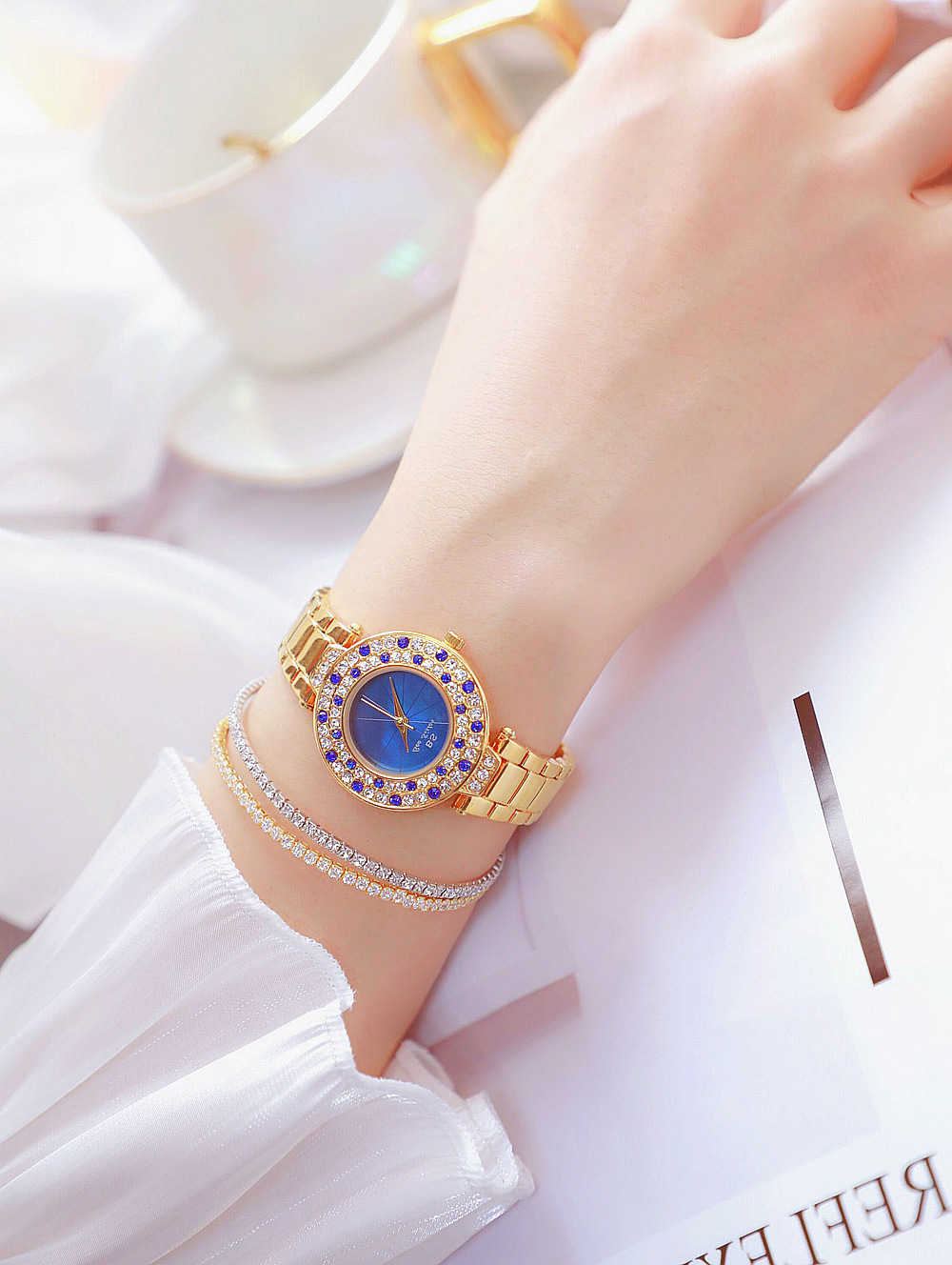 BS New Arrival Hot Sale Watch Factory Direct Sales Foreign Trade Linked List Customization Women's Watch Full of Diamonds Generation Fa1625