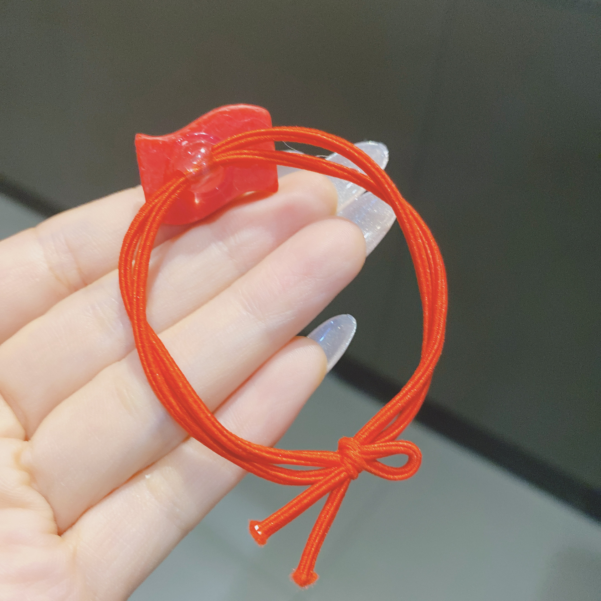 Barrettes the Five-Starred Red Flag Headband Chinese Red Rubber Band Five-Pointed Star Hair Rope Female Bangs National Day Headdress