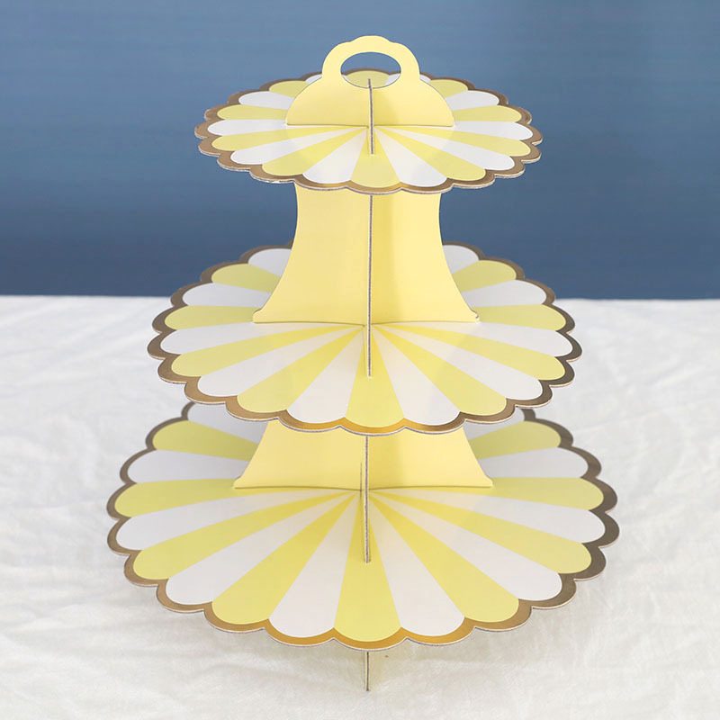2021 New Disposable Multi-Layer Paper Cake Rack Birthday Party Supplies Three-Layer Gilding Cake Decoration