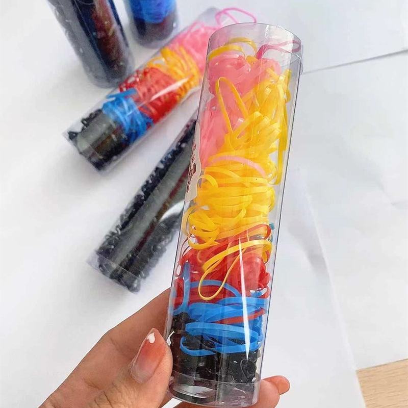 Barrel Rubber Band Disposable Rubber Band Jelly Color Rubber Bands Set Simple Disposable Hair Band Girls Hair Rope Wholesale