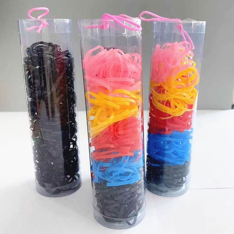 Barrel Rubber Band Disposable Rubber Band Jelly Color Rubber Bands Set Simple Disposable Hair Band Girls Hair Rope Wholesale
