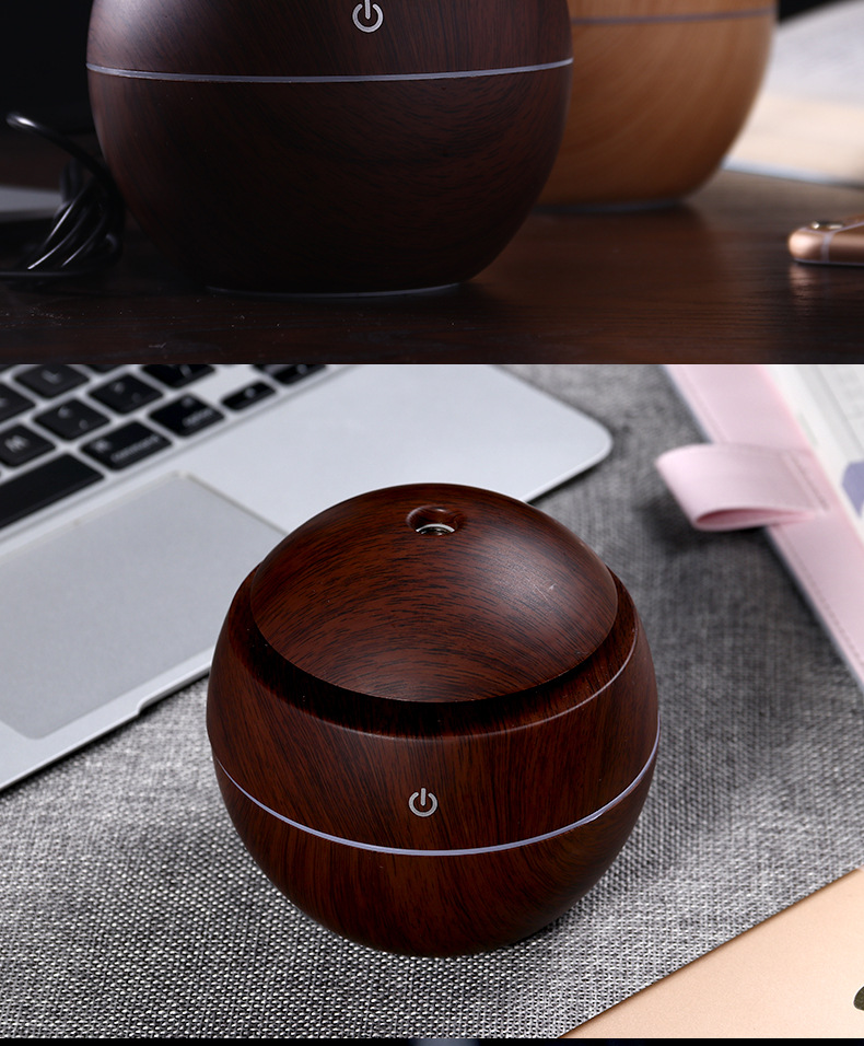 130 ml wood grain humidifier round ball humidifier water drop humidifier wood grain aroma to the machine