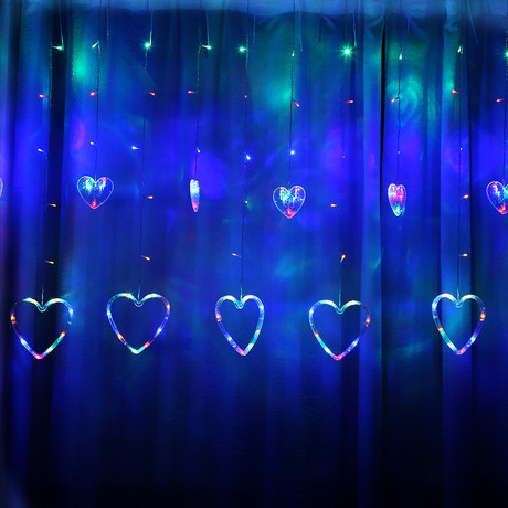 Cross-Border Hot Led Heart Light Curtain Light Small Colored Lights String Flashing Light Ins Style Decoration Bedroom Girl Heart Romantic