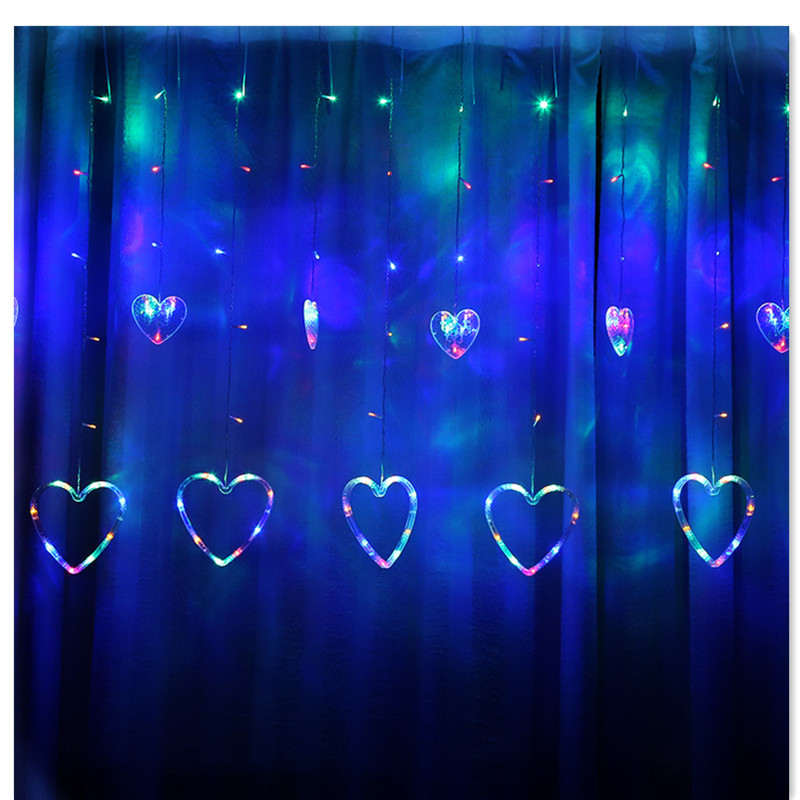 Cross-Border Hot Led Heart Light Curtain Light Small Colored Lights String Flashing Light Ins Style Decoration Bedroom Girl Heart Romantic Cross-Border Hot Led Heart Light Curtain Light Small Colored Lights String Flashing Light Ins Style Decoration Bedroom Girl Heart Romantic