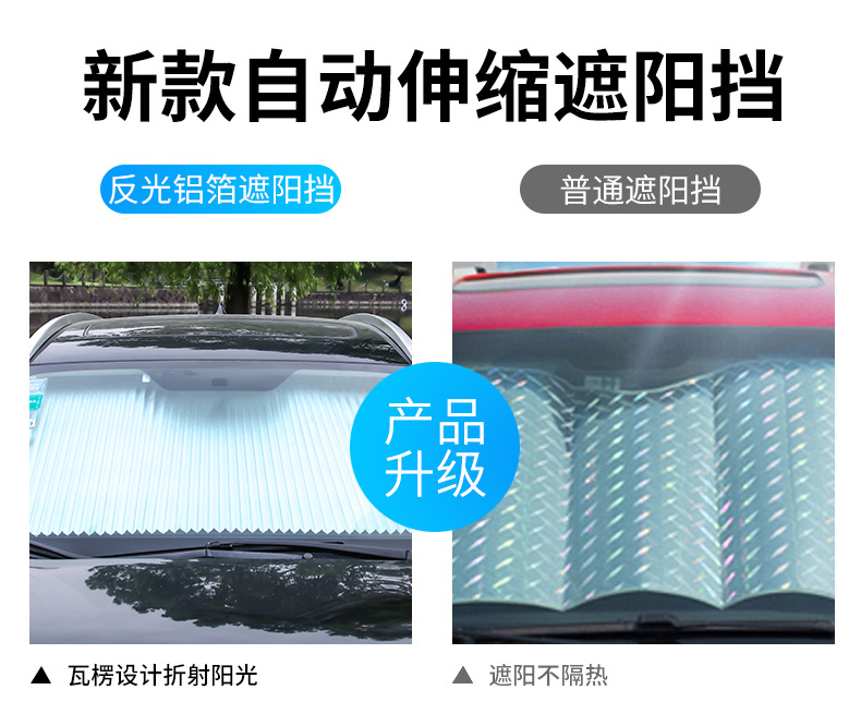 Abat Vent Sun Protection Heat Insulated Sunshade Automatic Retractable Shading Front Curtain Car Windshield Sunshade