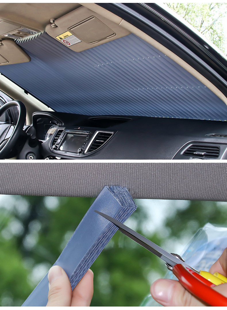 Abat Vent Sun Protection Heat Insulated Sunshade Automatic Retractable Shading Front Curtain Car Windshield Sunshade