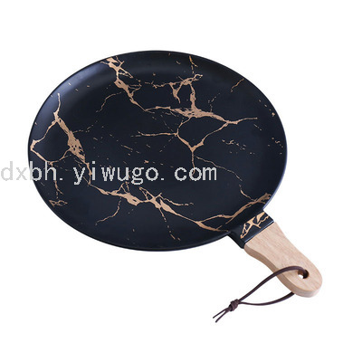 Marbling Matte Gold Ceramic Tableware Tray Plate and Bowl Dish Set Rice Bowl Dish Noodle Bowl Simple Plate and Bowl