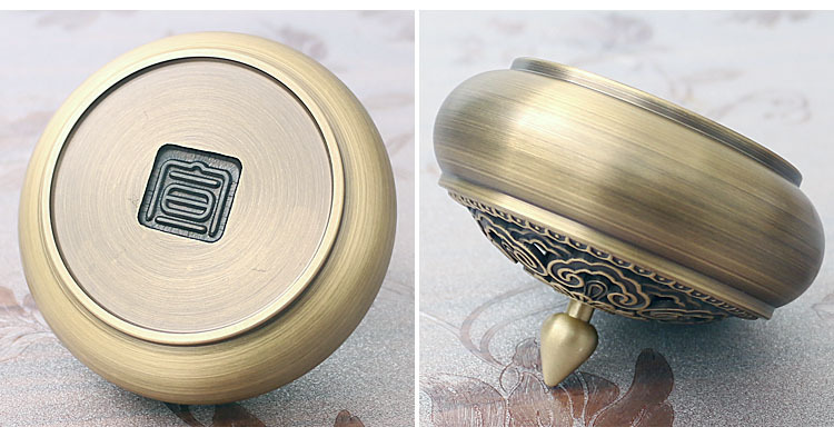 Three-Legged Carved Copper Incense Burner Pure Copper Sandalwood Stove Antique Zen Tea Tray Aroma and Incense Burner Household Indoor Incense Burner