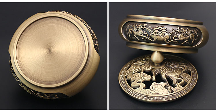Three-Legged Carved Copper Incense Burner Pure Copper Sandalwood Stove Antique Zen Tea Tray Aroma and Incense Burner Household Indoor Incense Burner