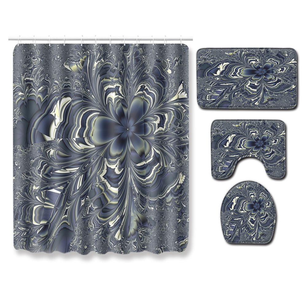Abstract Bathroom Mats Combination 4 PCs Set Toilet Carpet Shower Room Mat Mat Cross-Border Delivery Abstract Bathroom Mats Combination 4 PCs Set Toilet Carpet Shower Room Mat Mat Cross-Border Delivery
