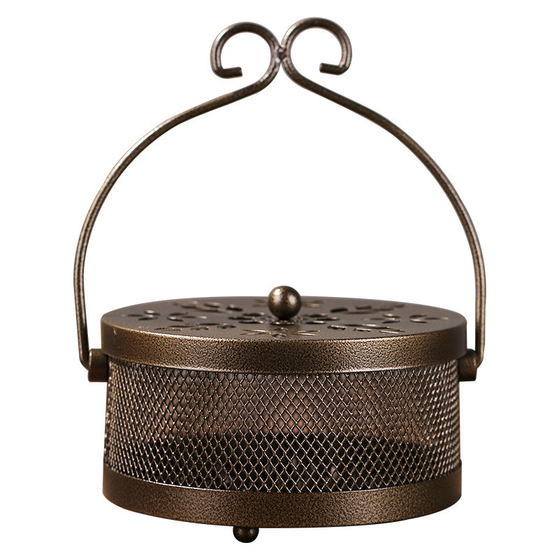 T Iron Art Fireproof Mosquito Repellent Burner Classical Aroma Burner Household Large Mosquito Repellent Incense Holder with Lid Can Be Hung New Chinese Incense Burner