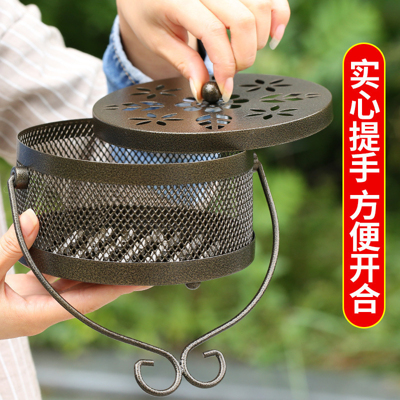 T Iron Art Fireproof Mosquito Repellent Burner Classical Aroma Burner Household Large Mosquito Repellent Incense Holder with Lid Can Be Hung New Chinese Incense Burner