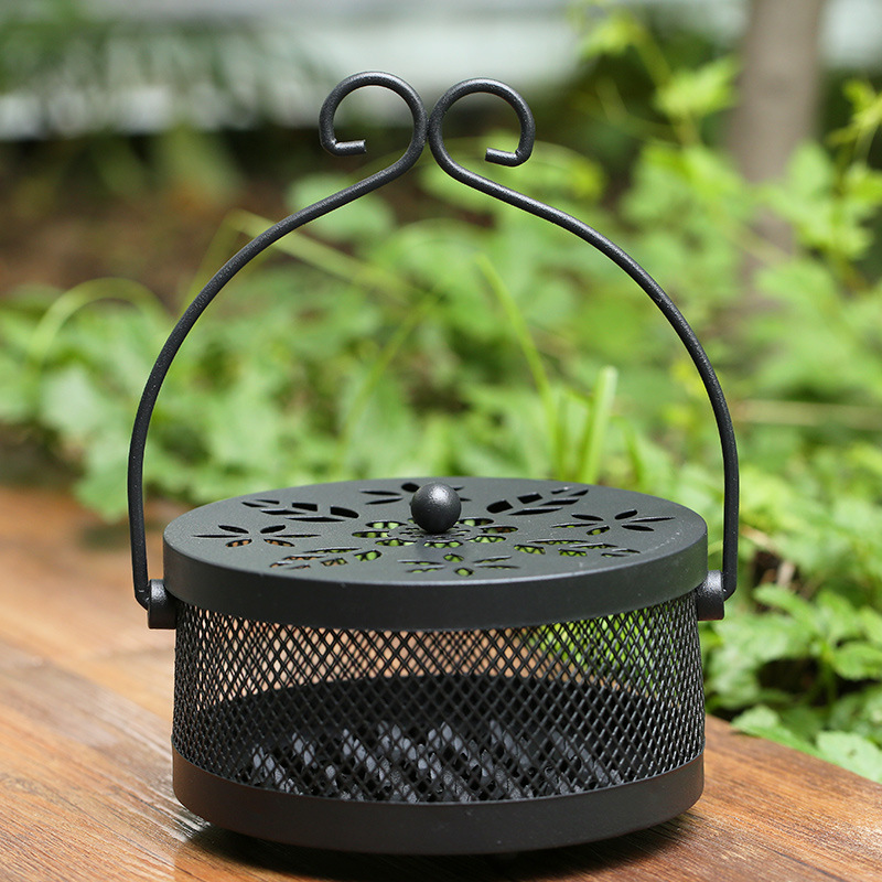 T Iron Art Fireproof Mosquito Repellent Burner Classical Aroma Burner Household Large Mosquito Repellent Incense Holder with Lid Can Be Hung New Chinese Incense Burner