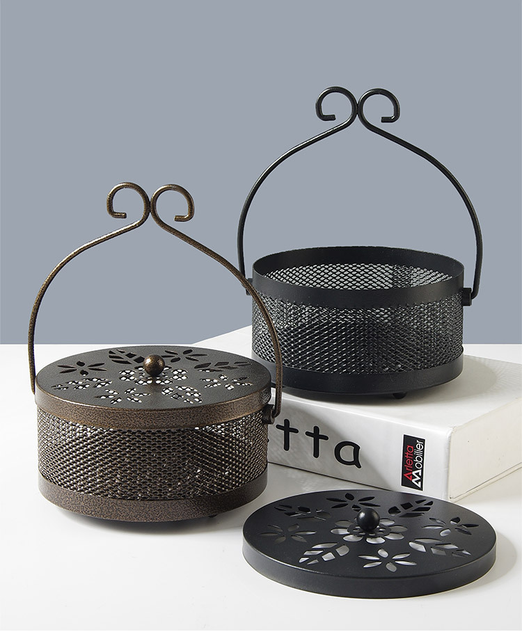T Iron Art Fireproof Mosquito Repellent Burner Classical Aroma Burner Household Large Mosquito Repellent Incense Holder with Lid Can Be Hung New Chinese Incense Burner