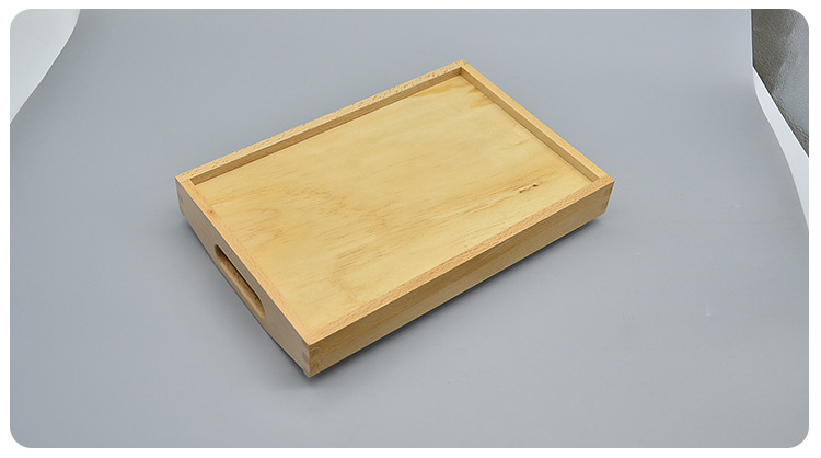 Kindergarten Children 'S Tray Wooden Beech Teaching Aids Storage Tray Solid Color Square Tea Plate With Handle