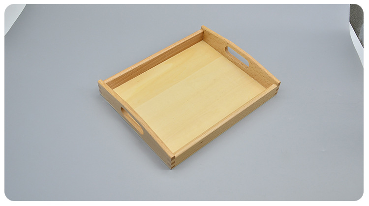 Kindergarten Children 'S Tray Wooden Beech Teaching Aids Storage Tray Solid Color Square Tea Plate With Handle