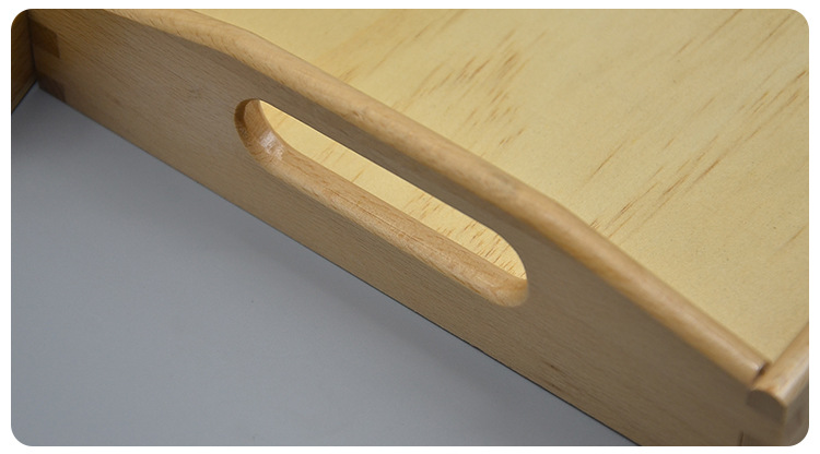 Kindergarten Children 'S Tray Wooden Beech Teaching Aids Storage Tray Solid Color Square Tea Plate With Handle