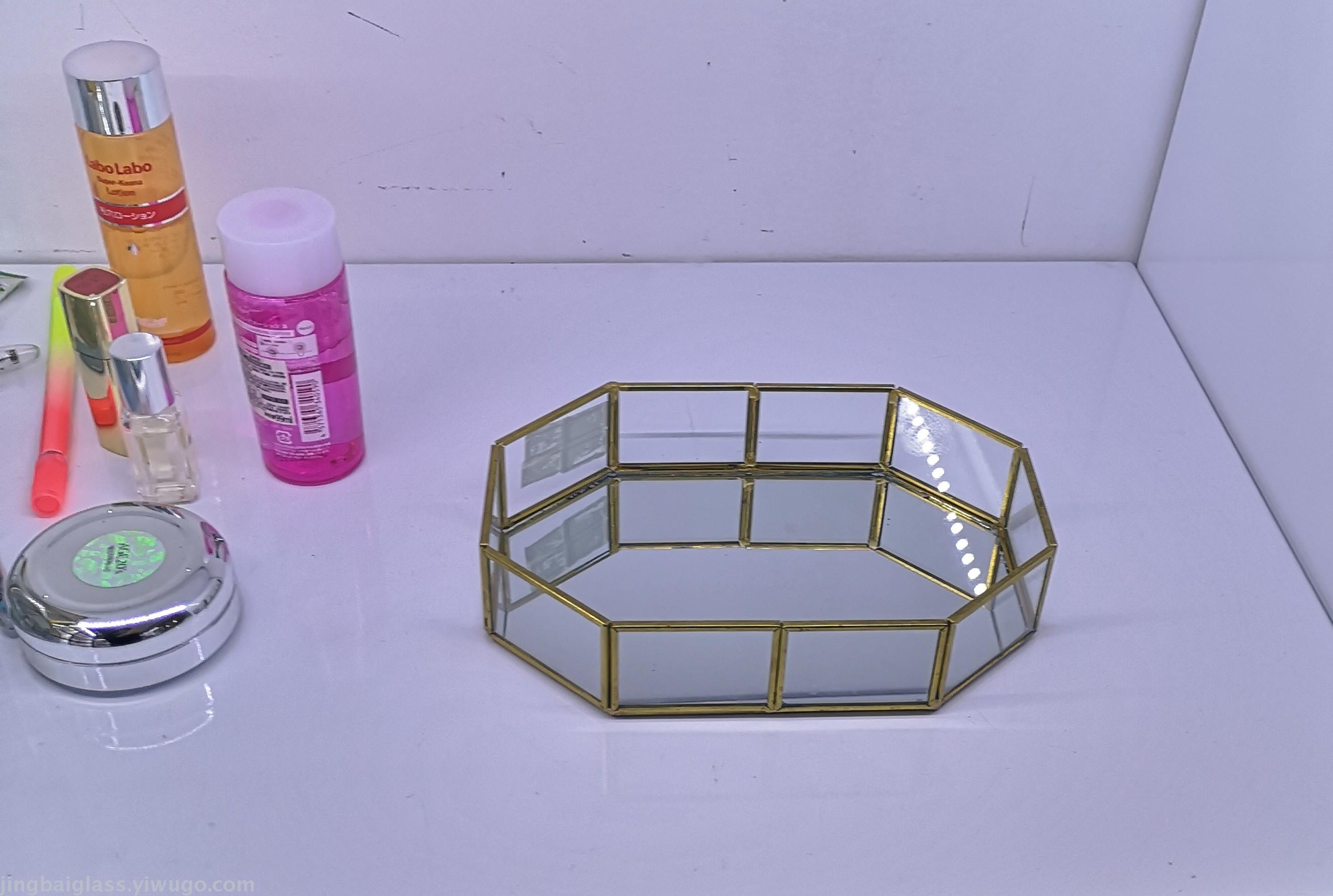 Nordic ins style simple tray glass jewelry display rack skin care cosmetics receive plate wedding props