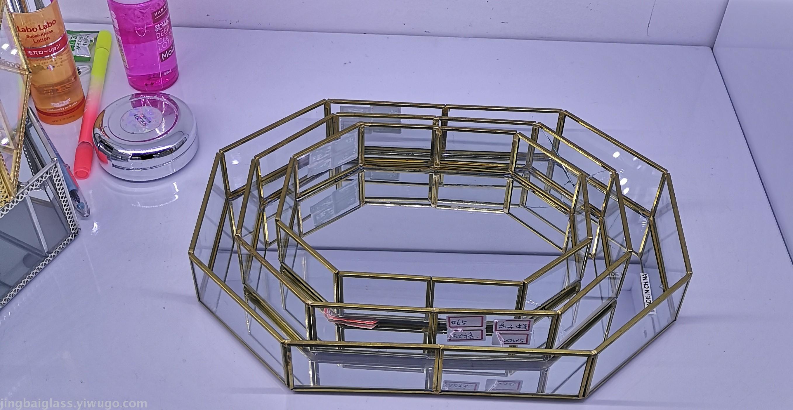 Nordic ins style simple tray glass jewelry display rack skin care cosmetics receive plate wedding props
