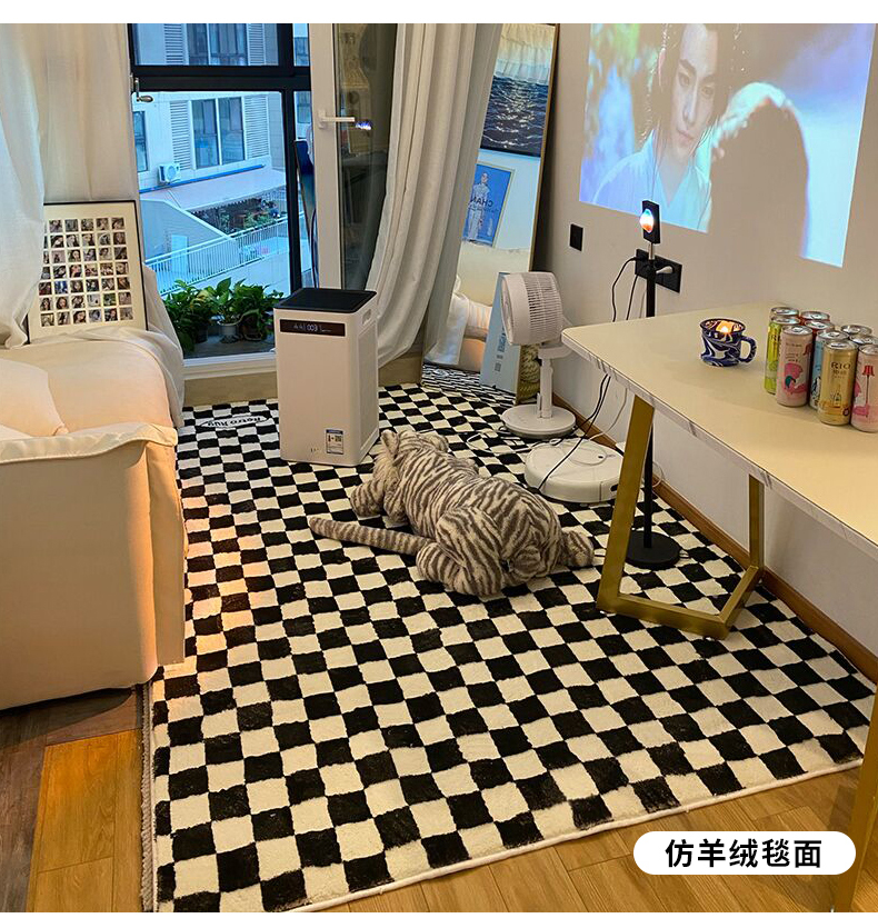 Chessboard Carpet Living Room Sofa Bedroom Bedside Blanket Girl Green Black And White Plaid Pastoral Ins Style Full Mat Chessboard Carpet Living Room Sofa Bedroom Bedside Blanket Girl Green Black And White Plaid Pastoral Ins Style Full Mat
