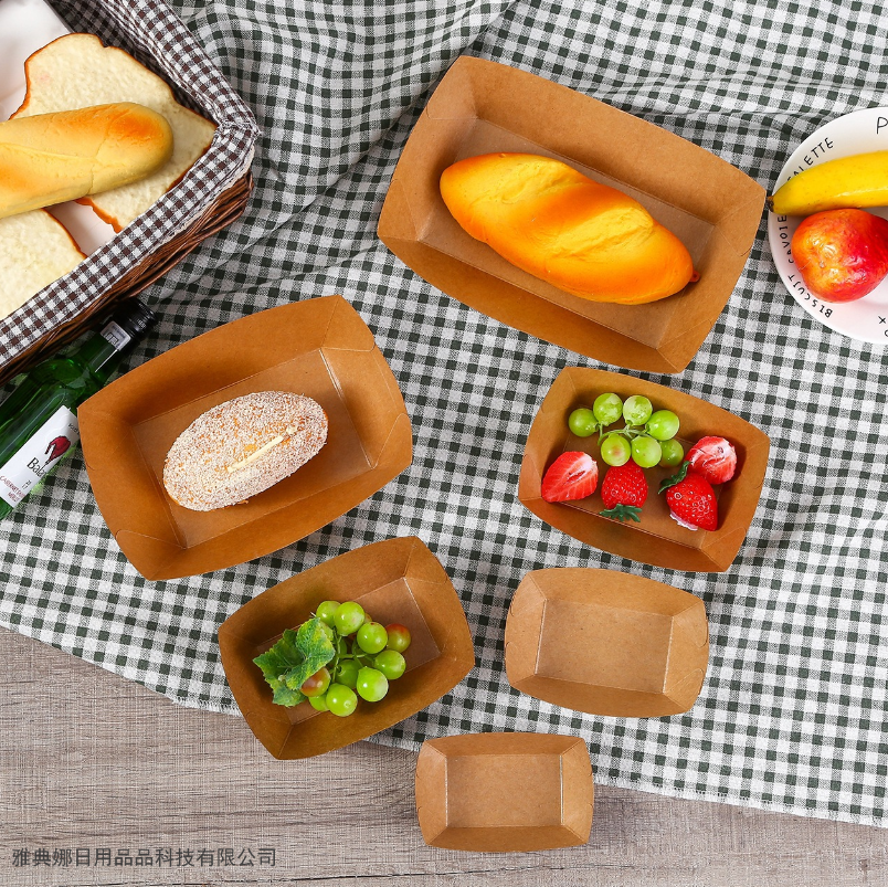Disposable Kraftpaper Paper Food Tray Fried Foods to-Go Box Chips Chibi Maruko-Chan Tray Food Container