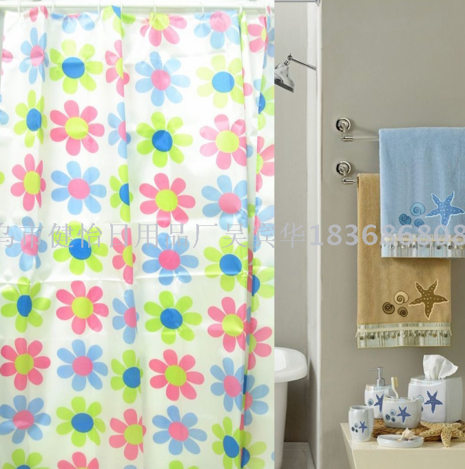 Thickened small curtain set bathroom hanging curtain waterproof mouldproof perforated toilet curtain cloth bath partition curtain