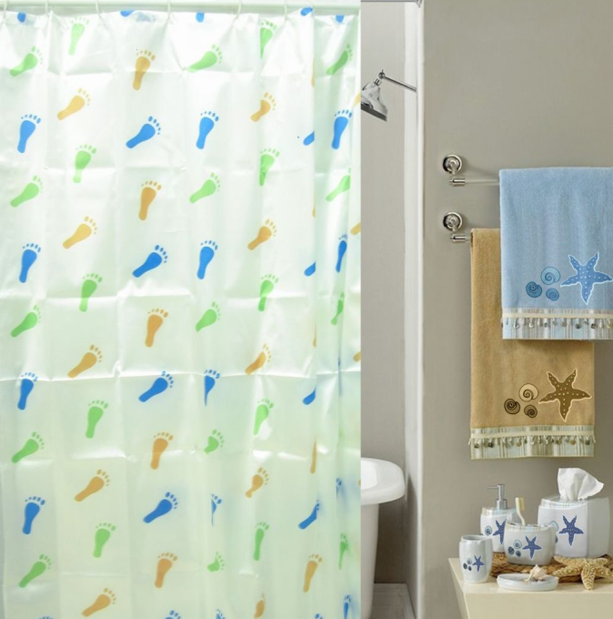 Thickened small curtain set bathroom hanging curtain waterproof mouldproof perforated toilet curtain cloth bath partition curtain