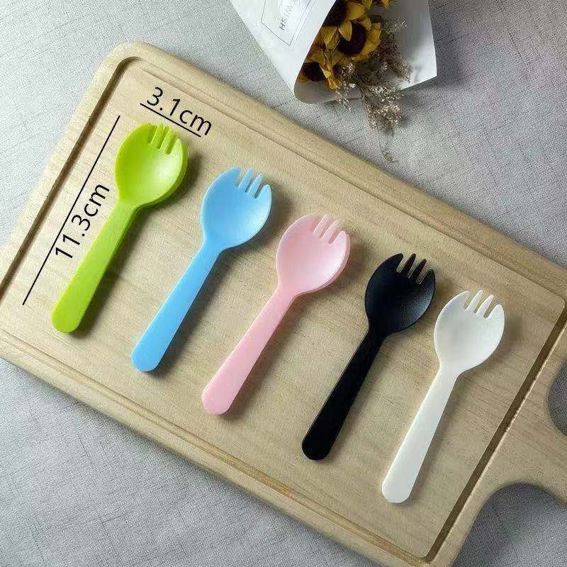 Birthday Cake Four-in-One Cutlery Tray Set Disposable Tableware Plastic Knives Spoon Combination Paper Plate