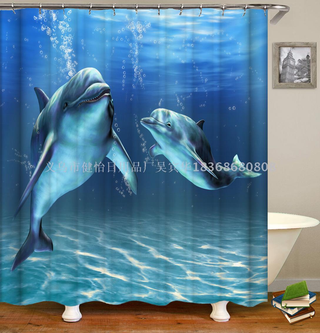Ocean shower curtain polyester fabric can also be customized bath mat, tapestry, tablecloth, table mat