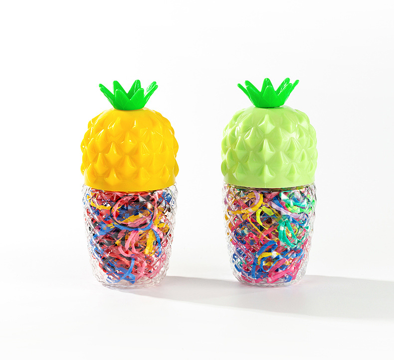 Japan and South Korea Cute Small Pineapple Bottle Rubber Band Strong Pull Continuous Hair Rope Disposable Rubber Band Small Fresh Fruit Hair Ring Headdress