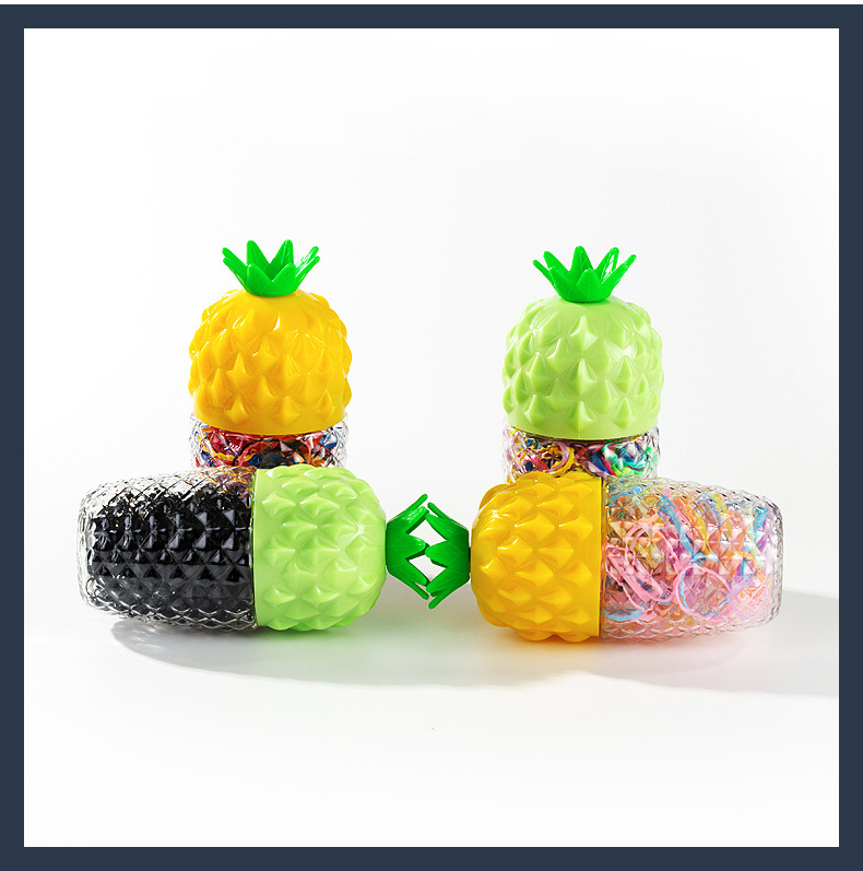 Japan and South Korea Cute Small Pineapple Bottle Rubber Band Strong Pull Continuous Hair Rope Disposable Rubber Band Small Fresh Fruit Hair Ring Headdress