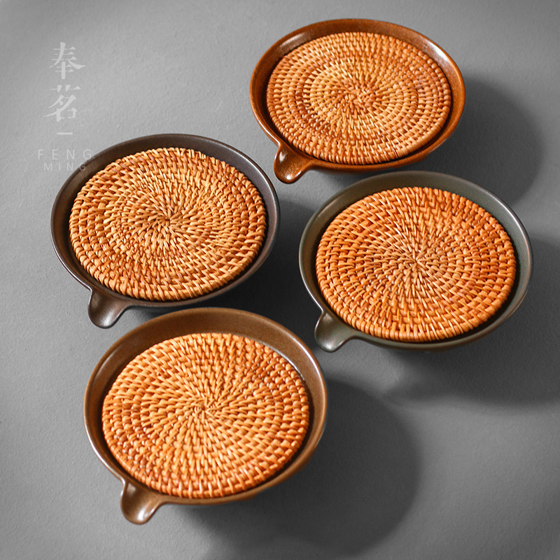 Pottery Kiln Baked Kung Fu Tea Set Water Storage Tea Table Pot Tray Pot Tray JapaneseStyle Pot Mat Tea Set Accessories