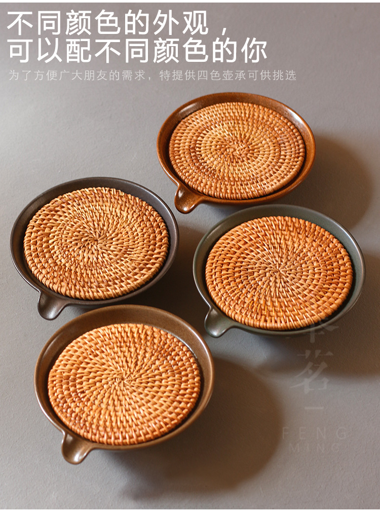 Pottery Kiln Baked Kung Fu Tea Set Water Storage Tea Table Pot Tray Pot Tray JapaneseStyle Pot Mat Tea Set Accessories