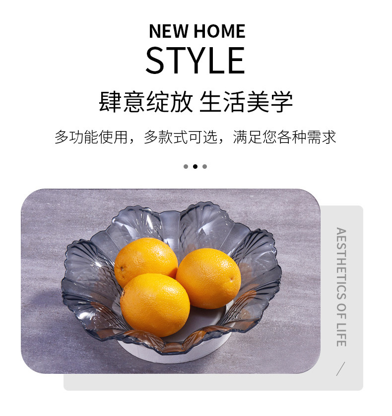 Transparent Fruit Plate Household Coffee Table Storage Living Room Candy Tray Snack and Melon Seeds Plate Plastic Base Creative Dried Fruit Plate