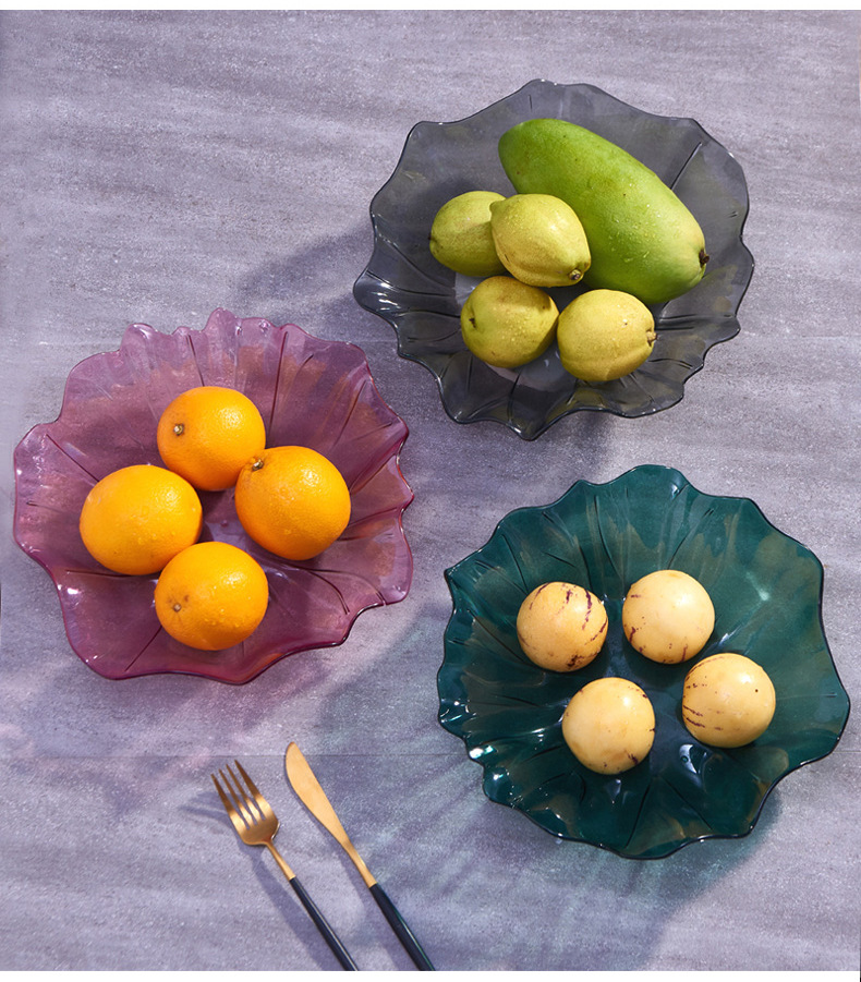 Transparent Fruit Plate Household Coffee Table Storage Living Room Candy Tray Snack and Melon Seeds Plate Plastic Base Creative Dried Fruit Plate