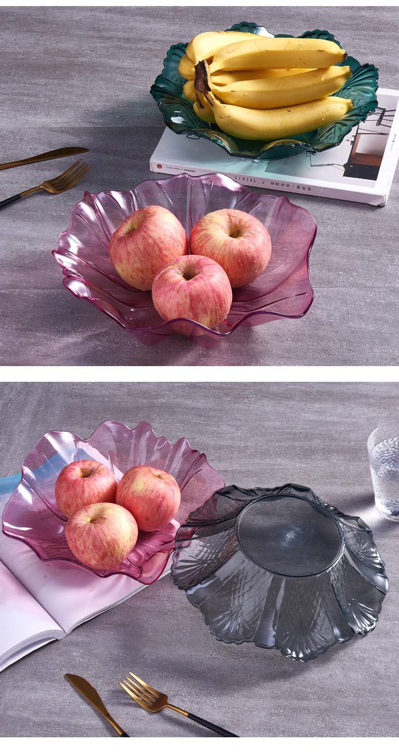 Transparent Fruit Plate Household Coffee Table Storage Living Room Candy Tray Snack and Melon Seeds Plate Plastic Base Creative Dried Fruit Plate