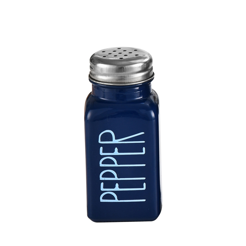 Cross-Border Amazon Glass Seasoning Jar Square Spice Jar with Hole Loose Powder Case Pepper Bottle Spray Paint Seasoning Containers