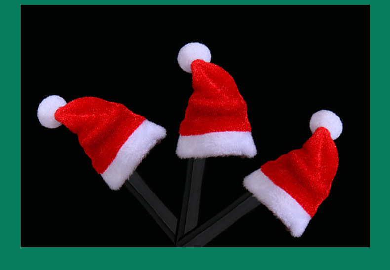 Christmas Hat Hot Mini Christmas Hat Decorative Wine Bottle Cup Knife and Fork Hat Christmas Supplies Decorative Stall