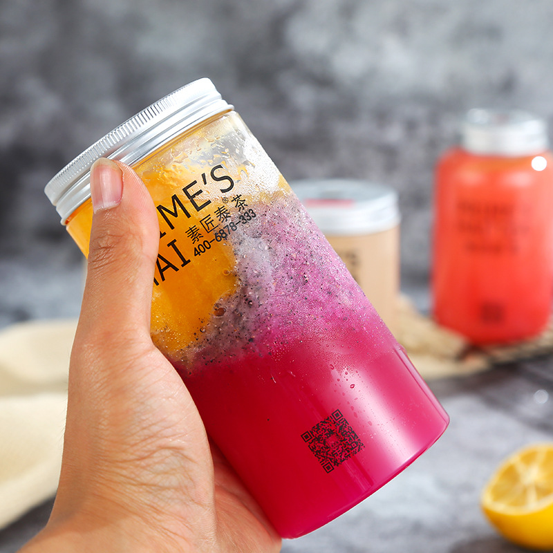 Wholesale Su Jiang Tai Tea Net Red Plastic Bottle Milk Tea Fat Beverage Bottle U-Shaped Cool Drinks Cup Outer Belt Disposable Cup