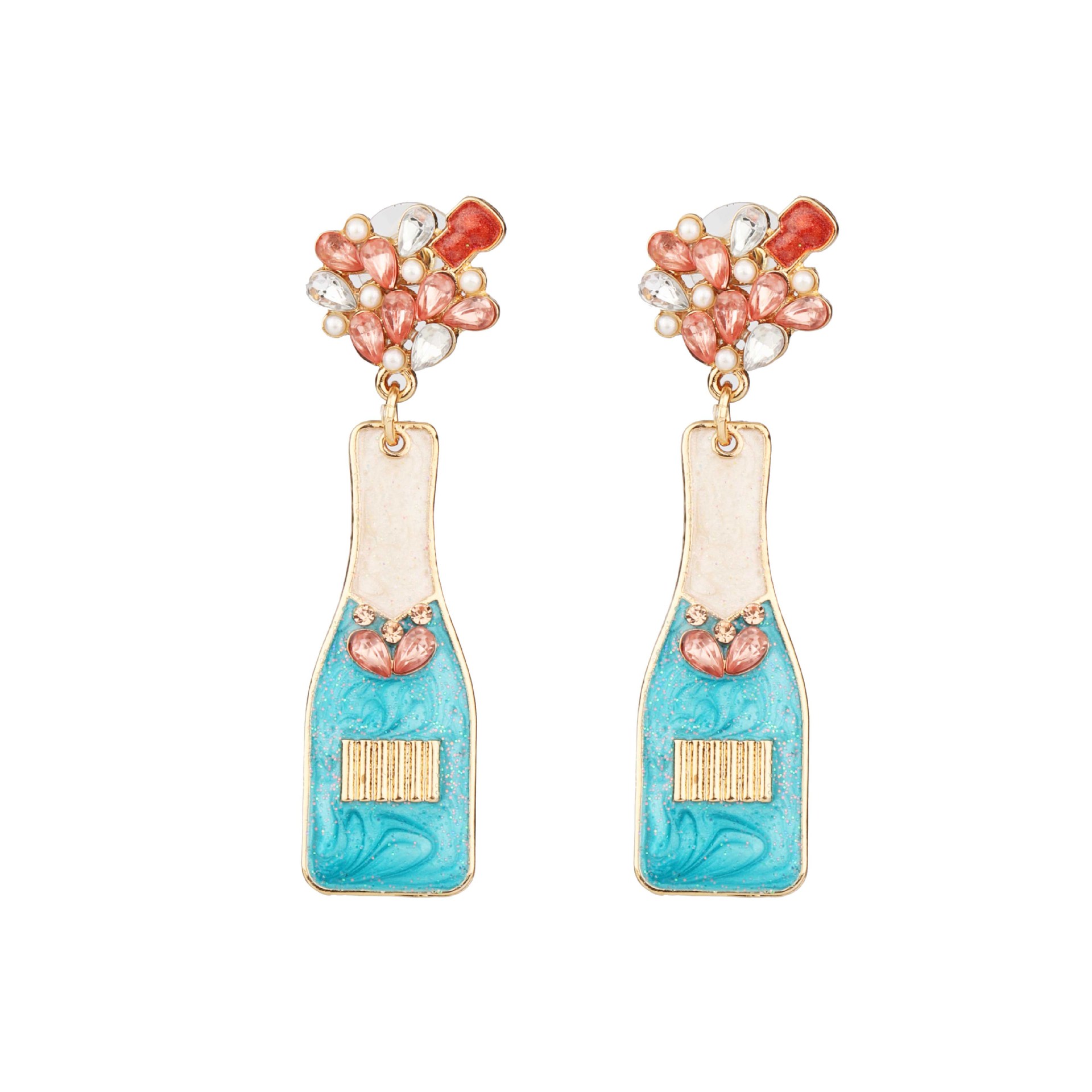 Cross Border Diamond OilCoated Wine Bottle HighEnd Earrings Women&#039;s French Romantic HighEnd Luxury Earrings Earrings