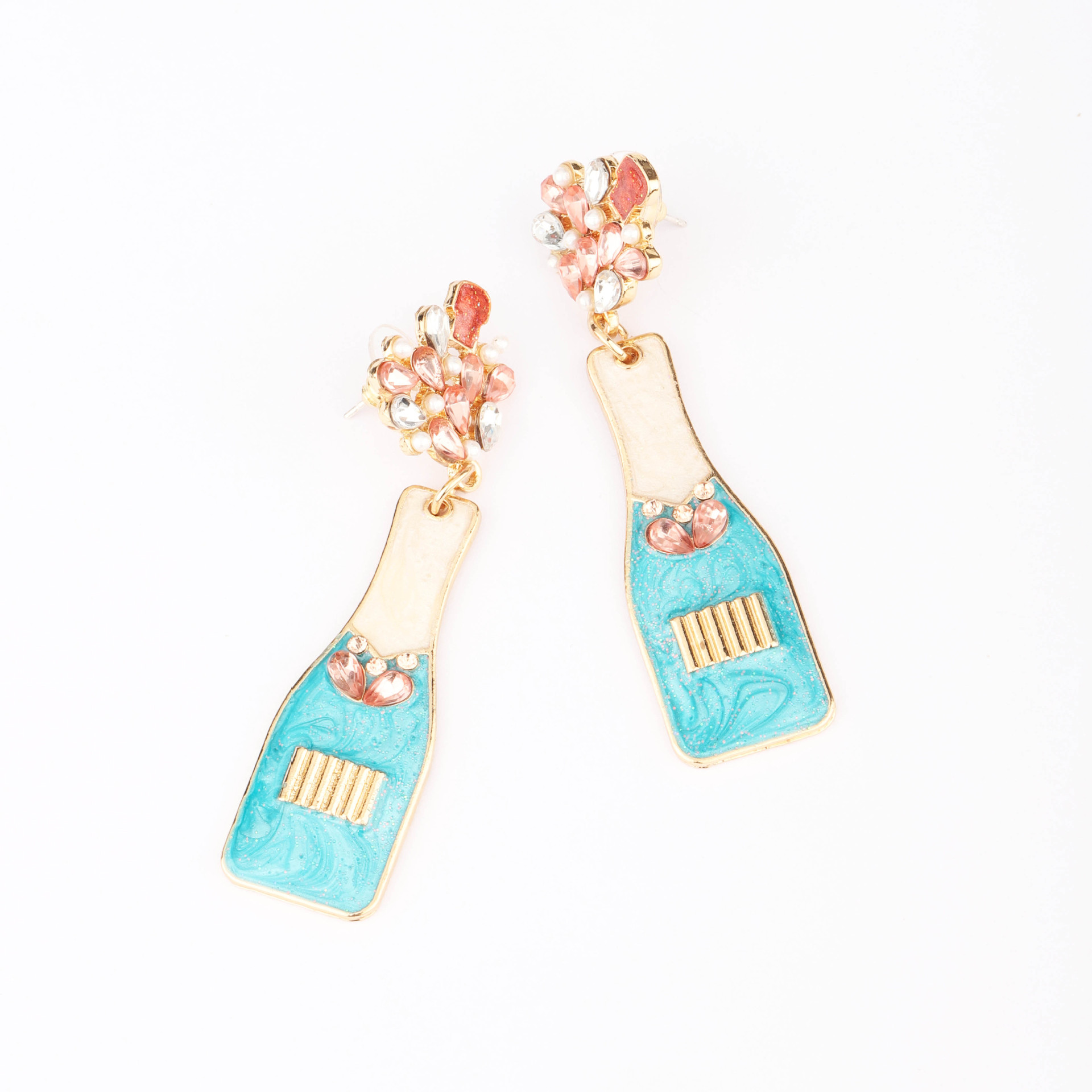 Cross Border Diamond OilCoated Wine Bottle HighEnd Earrings Women&#039;s French Romantic HighEnd Luxury Earrings Earrings