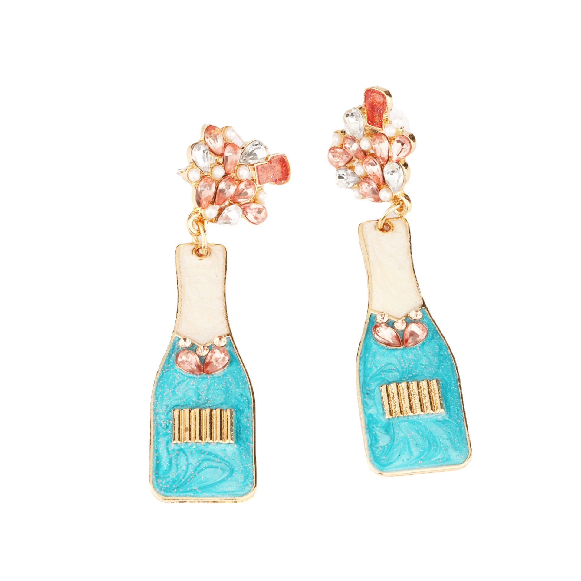 Cross Border Diamond OilCoated Wine Bottle HighEnd Earrings Women&#039;s French Romantic HighEnd Luxury Earrings Earrings